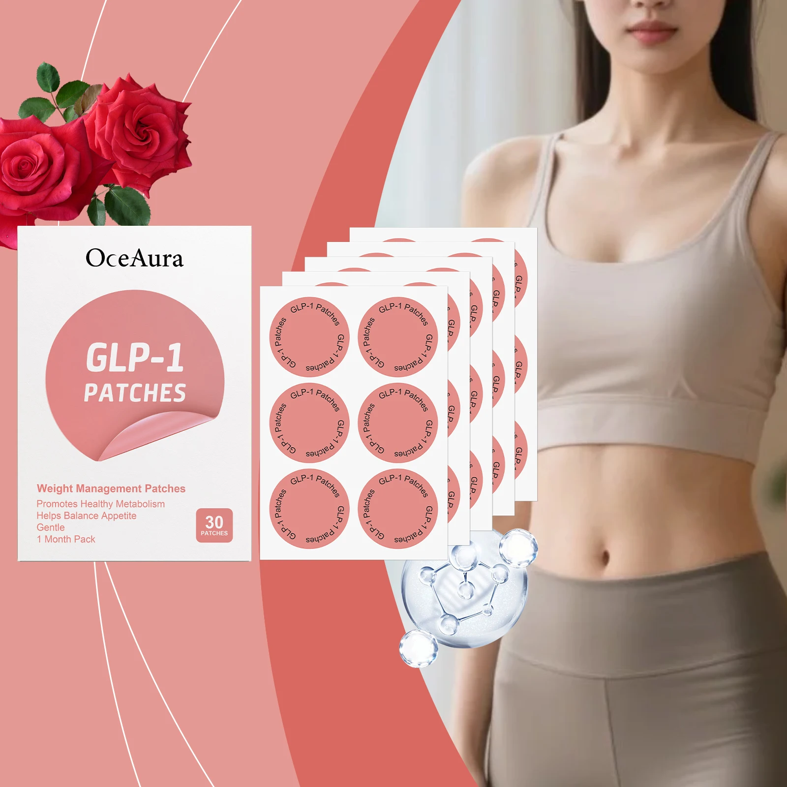 OceAura GLP-1 Patches Control Appetite Suppressant Health Management Metabolism Boost Body Care GLP 1 for Weight Loss Patches