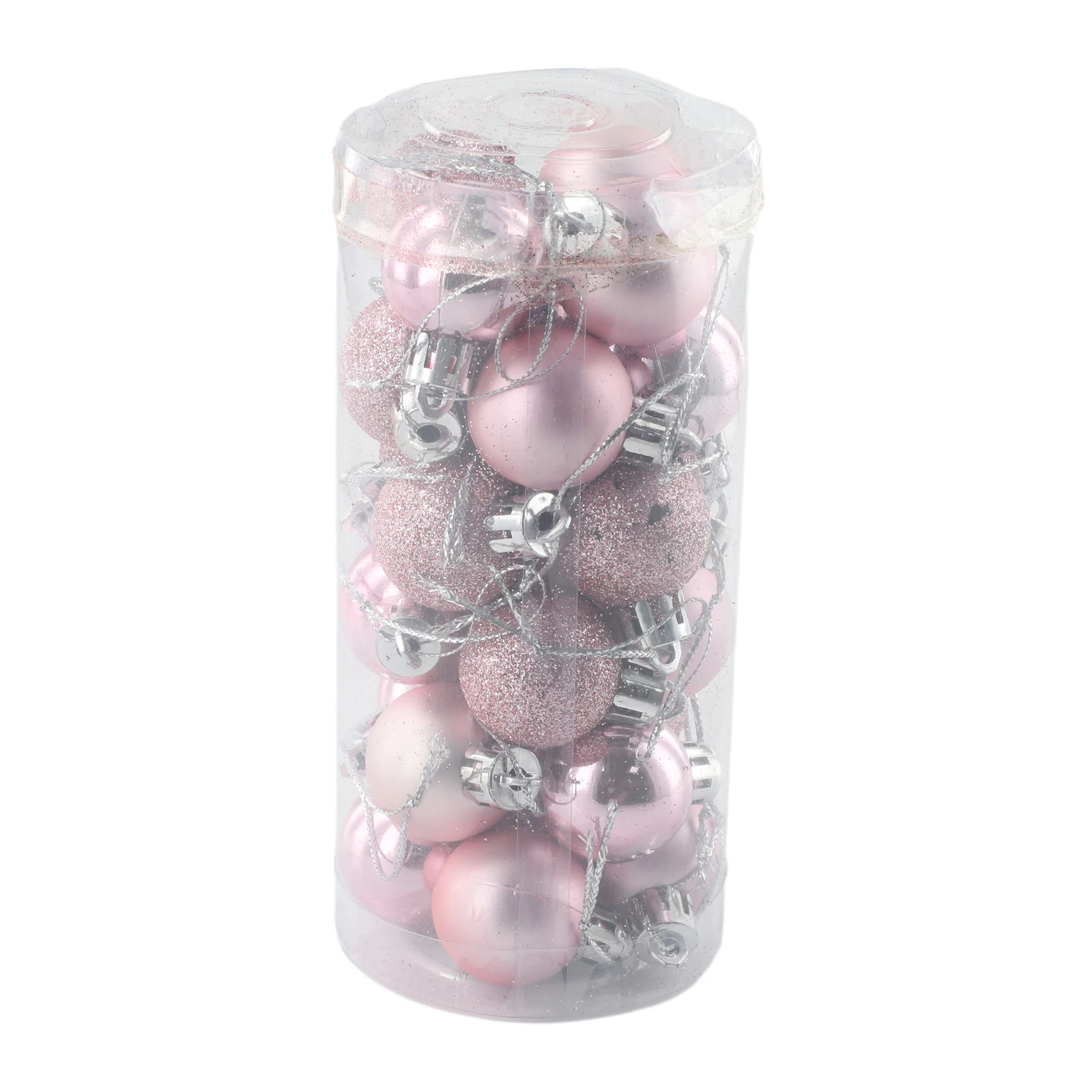 

24 PCS Christmas Pink Ball Ornaments Decorations For Holiday Wedding Party DIY Filling For Christmas Tree Decor Supplies