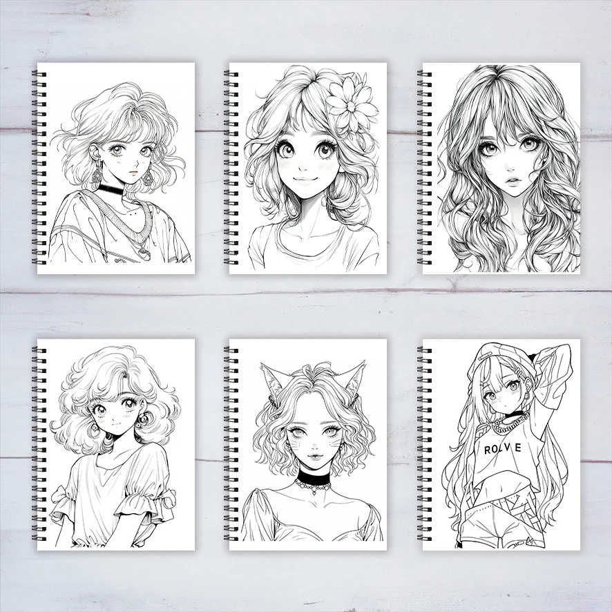 Anime Divas Adult Coloring Book - 8.3x 11.2 Inch 22 Page Coloring Book - Helps Reduce Stress and Ease Emotions