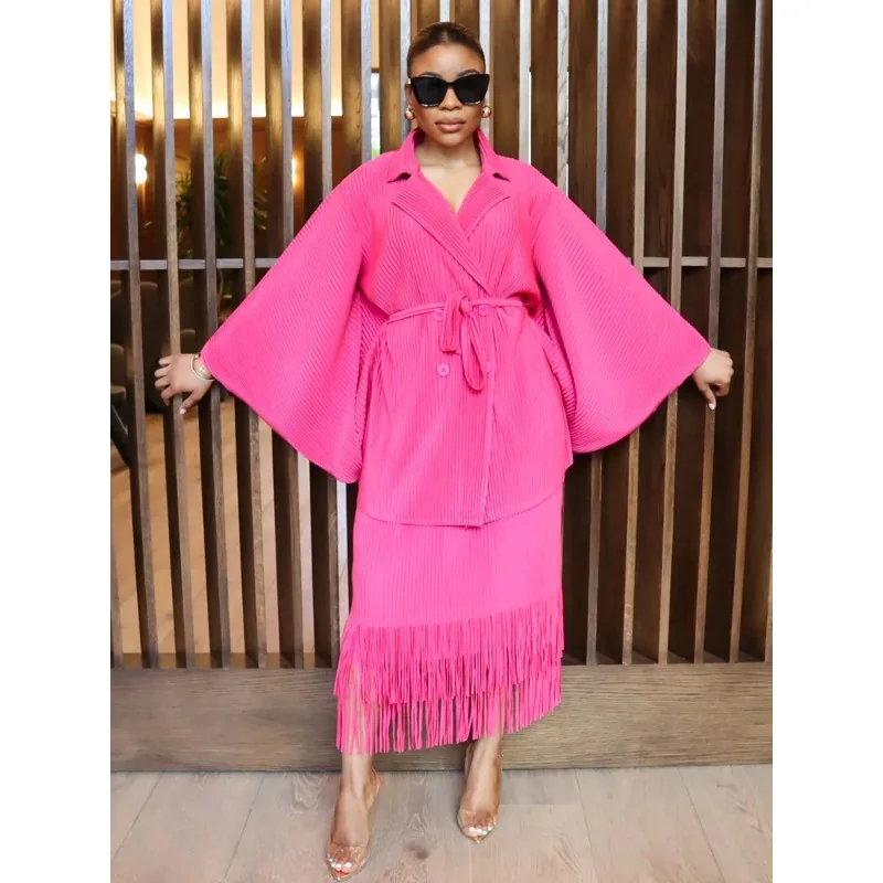 

Plisse Plus Size Women's 2 Piece Miyake Pleated Loose Jacket Long Dresses Ladies Luxury Party Formal Occasion Fashion Dresses