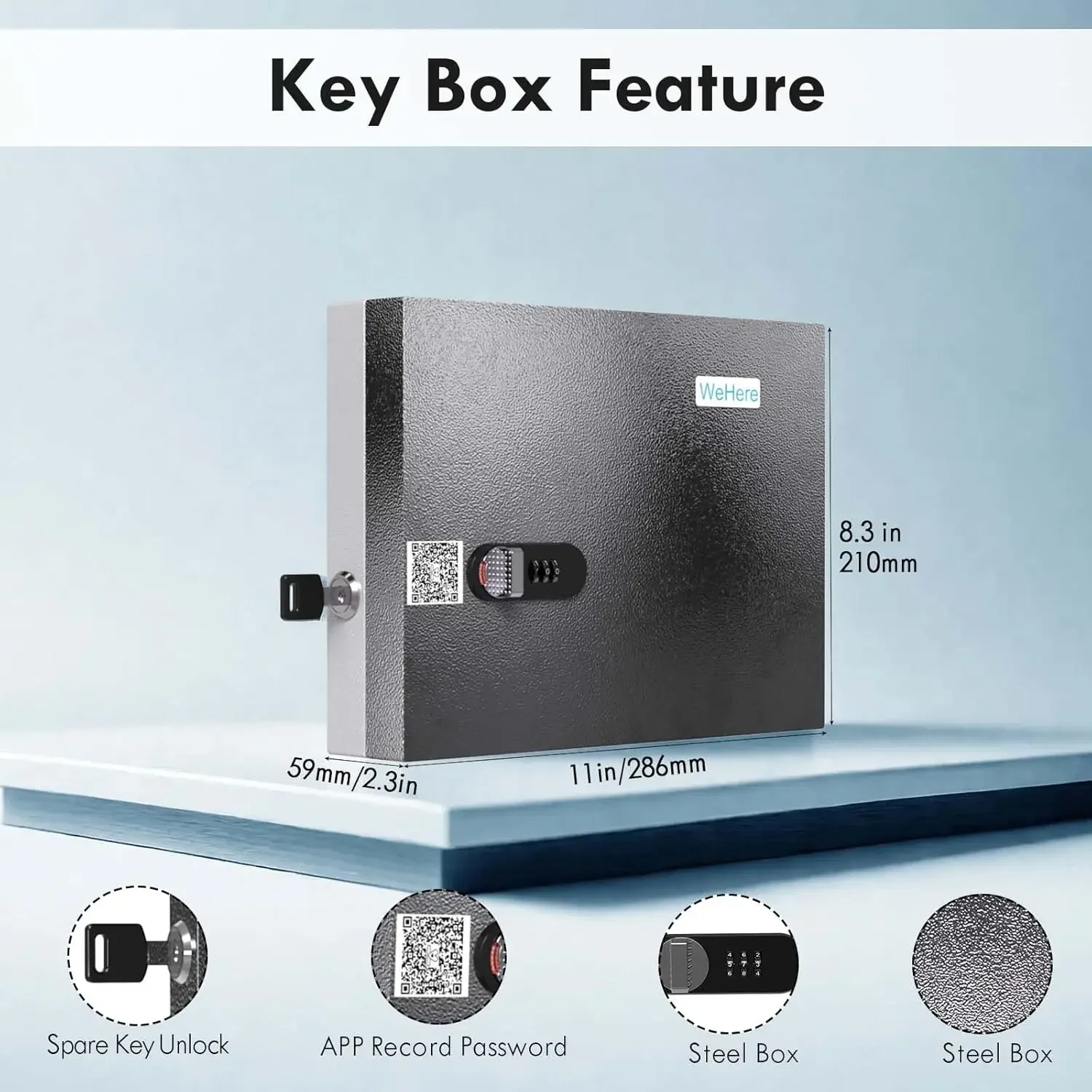 Key Safe Box Wall Mount(16 Keys), Key Cabinet with Combination Lock & 16 Key Tags, Key Safe Storage Lockbox,Key Manage Mini ERP