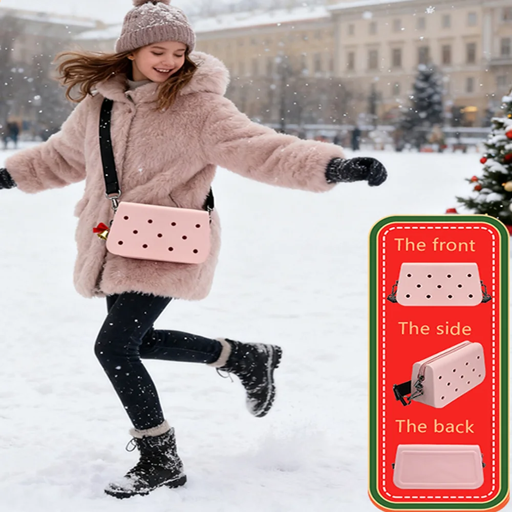 حقيبة صغيرة من السيليكون بكتف واحد للنساء، حقيبة كروس عصرية قابلة للزينة باللون الوردي، حقيبة تنظيم مستحضرات التجميل مثالية للمواعدة