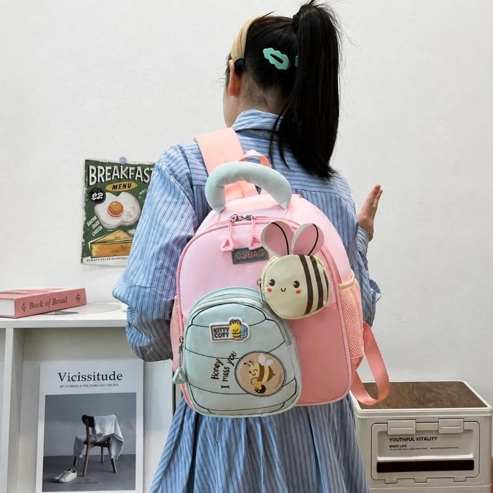 Cartoon Little Bee Children's Backpack Widen Straps Ergonomics Kindergarten Backpacks Lightweight Wear-resisting School Bag