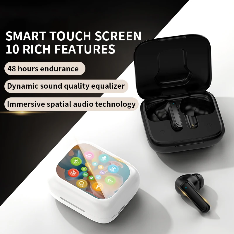 E18 Pro Full In Touch Screen Headphone ANC  Bluetooth5.4 Noise Cancelling Earphone Wireless InEar ENC Earbuds With Mic