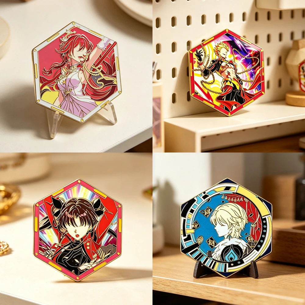 Honkai: Star Rail Himeko Aventurine - Insignias de Cosplay de Anime, Fate Gilgamesh, Tohsaka Rin, Pins de Dibujos Animados, Accesorios para Fiesta de Halloween