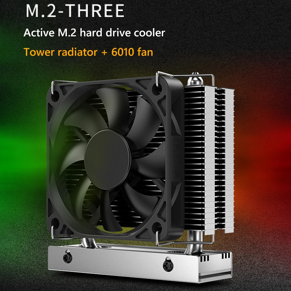 

M.2-THREE M.2 2280 SSD-радиатор Алюминиевый радиатор с вентилятором 6010 PCIe4.0/5.0 SSD-радиатор Охлаждающая термоподставка для настольных ПК