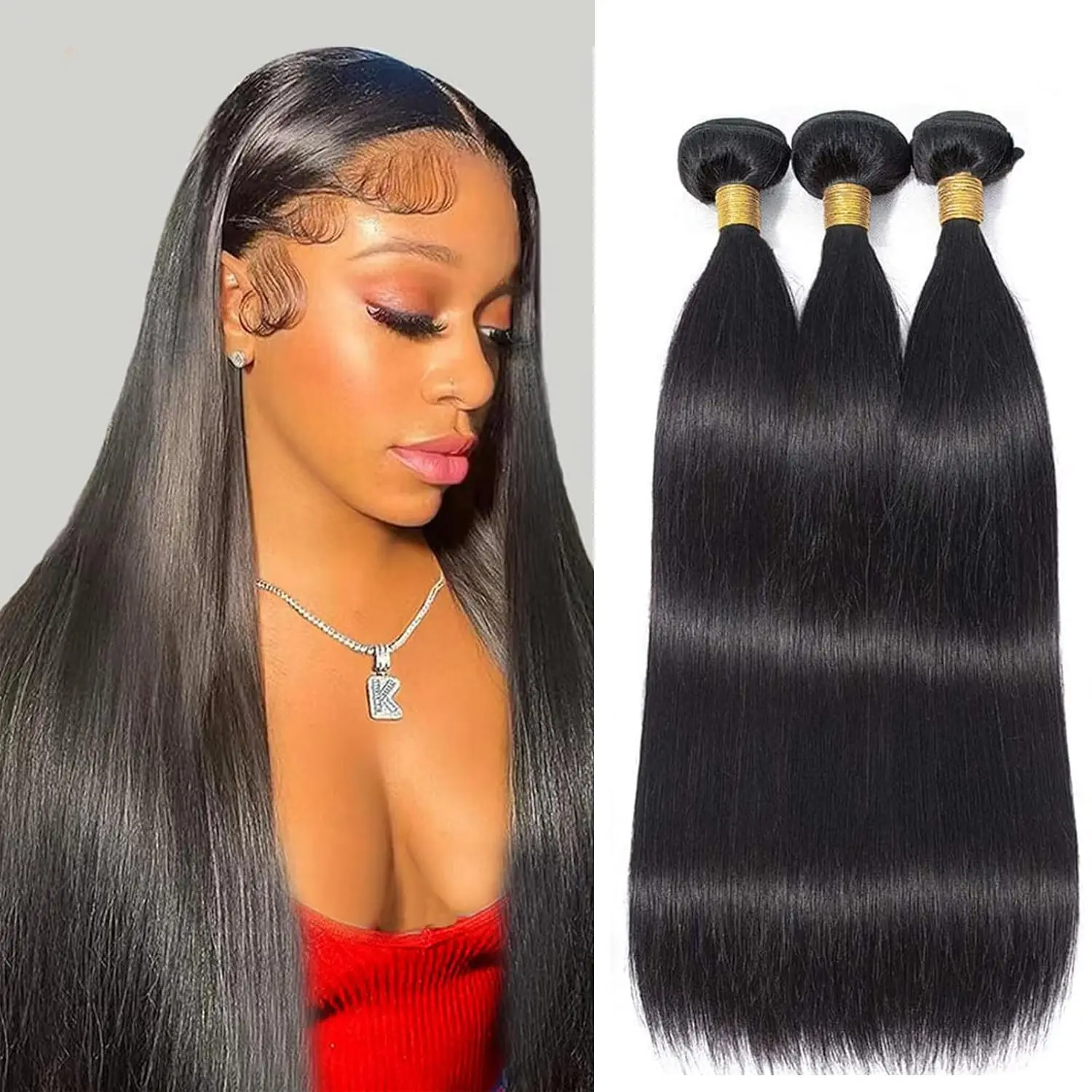 Straight Bundles Human Hair 18 20 22 Inch 3 Bundles 100% Unprocessed Brazilian Virgin Human Hair Bundles Straight Weave Bundles