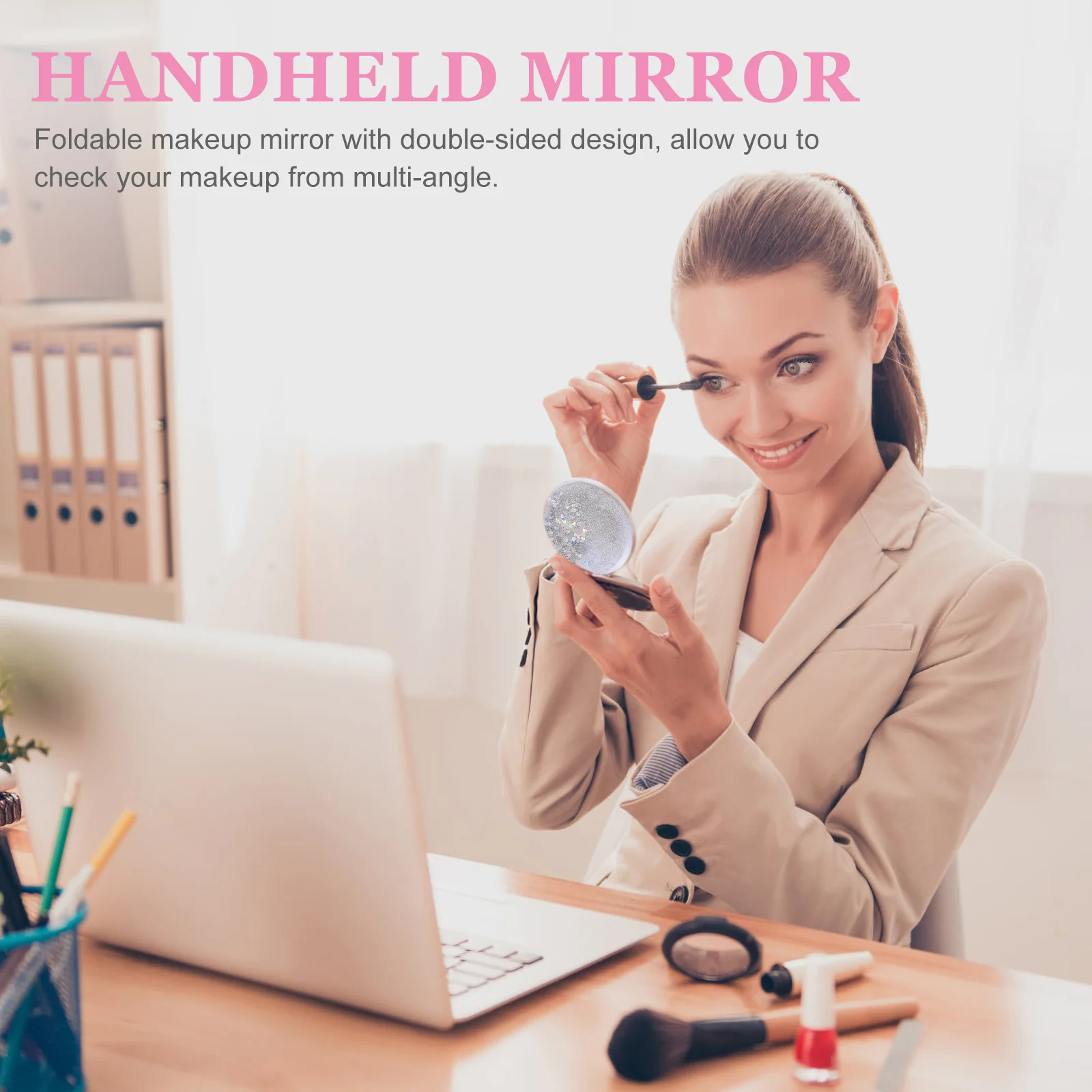2Pcs Double-Sided Foldable Compact Makeup Mirrors Portable Mini Mirror Slim Lightweight Pocket Vanity Mirror Outdoor