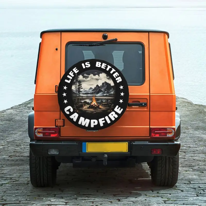 Custom Life Is Better Mountain Camper Spare Wheel Cover for Jeep Pajero 4x4 SUV Adventure Camping Tire Protector 14\