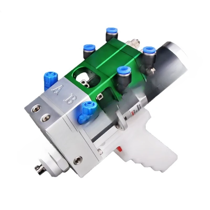 Two-component distribution valve, hand-held electric mixing