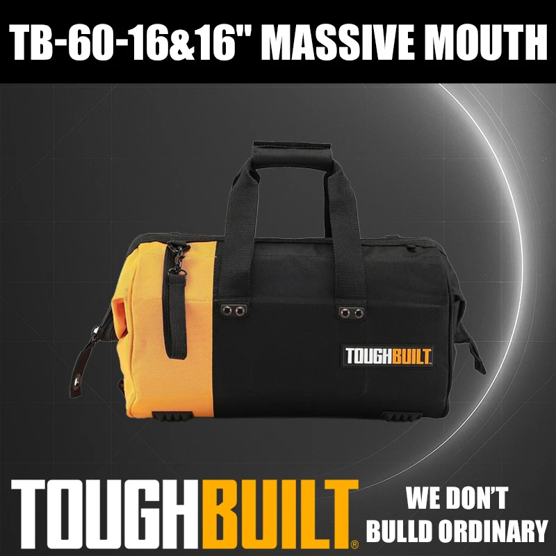 

ToughBuilt TB-60-16/TB-60-20/TB-60-26 16"/20"/26" Massive Mouth Black Polyester Tools Packaging Bag Construction Renovation Tool