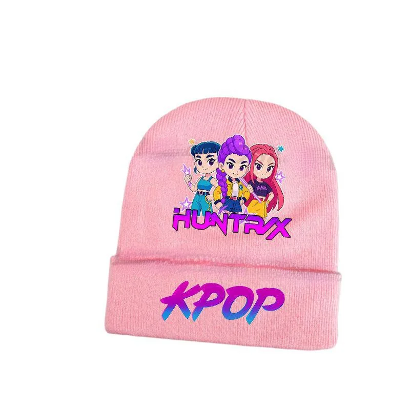 1 قطعة ل Kpop شيطان الصيادين Kawaii محبوك قبعة للفتيات أنيمي الكرتون لطيف قبعات متماسكة الخريف الشتاء يندبروف القبعات الدافئة الهدايا