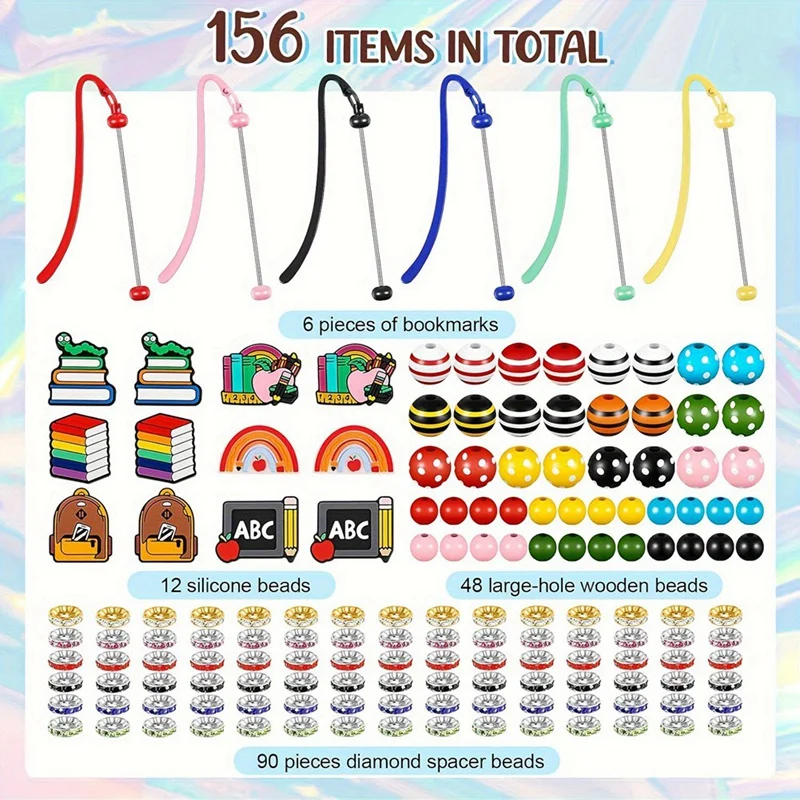 156 Pcs Beadable Bookmarks Back To School Supplies Bookmarks DIY Beaded Bookmark For Student Teacher Book