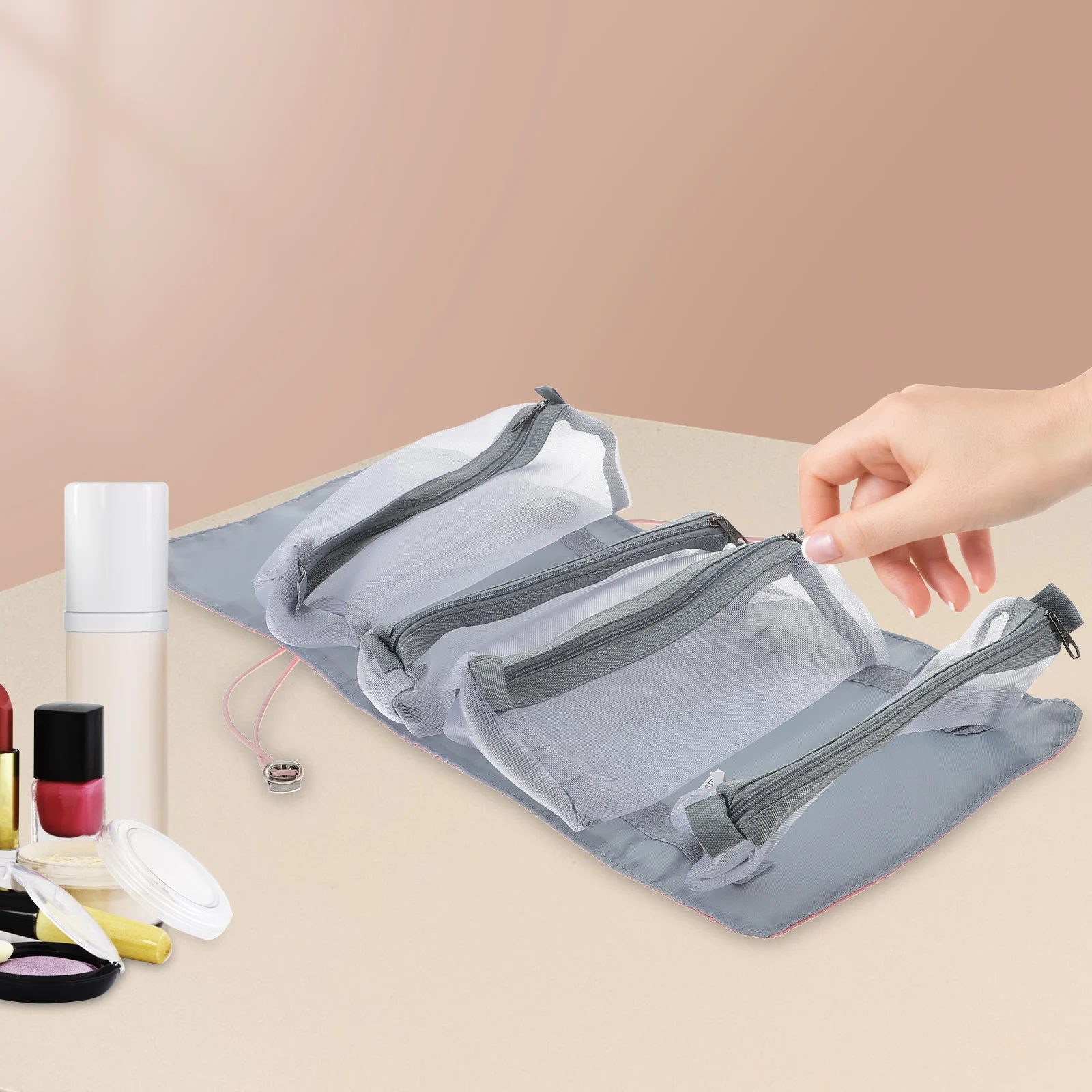 

Bag Sufficient Storage Space Makeup Toiletry Cosmetics Lightweight Travel Hanging Pu Size Toiletries