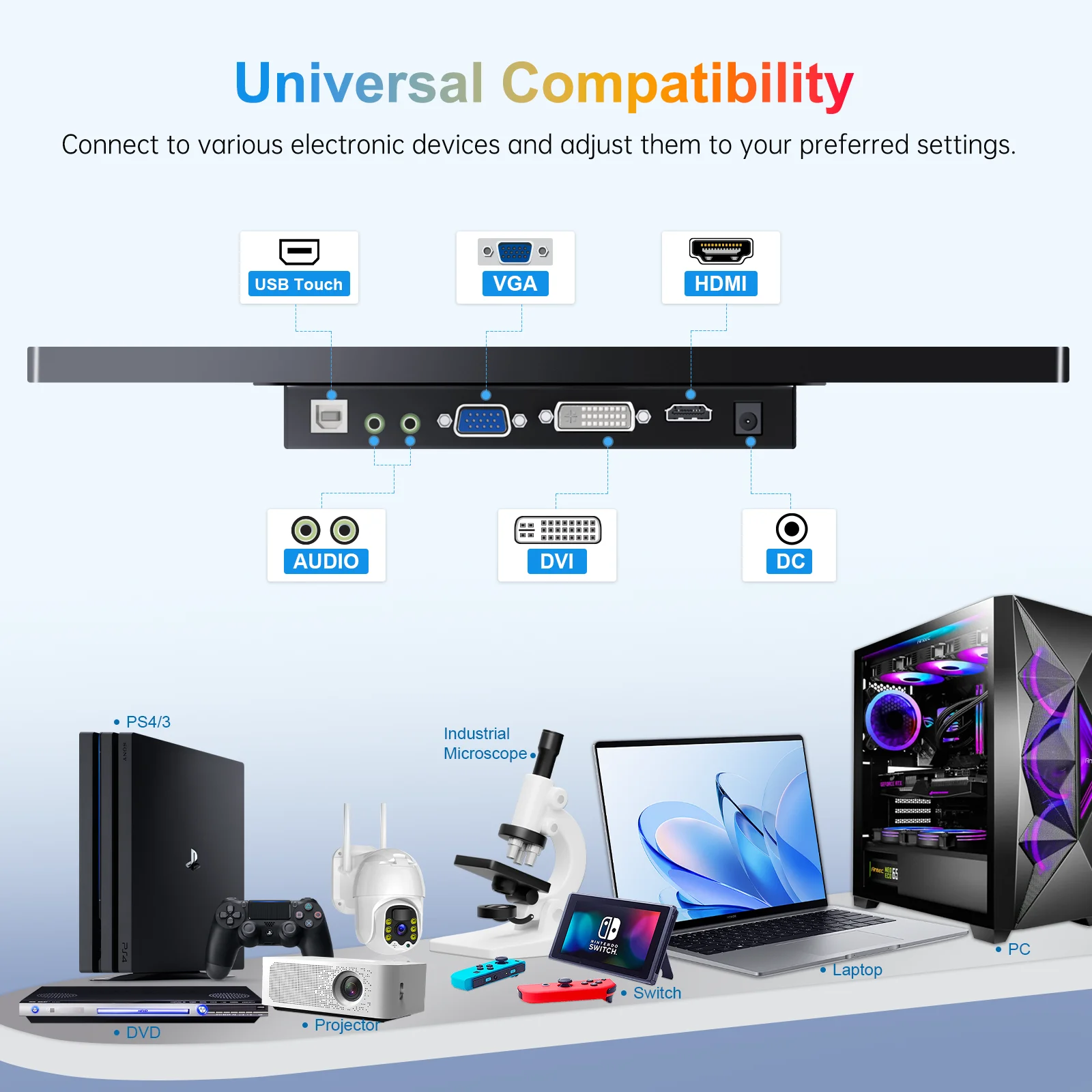 Unew 14 inch 1920x1200 Touch Monitor 500cd 16:10 60Hz IPS Portable Monitor Second Screen for Laptop Switch Xbox VESA 75*75mm