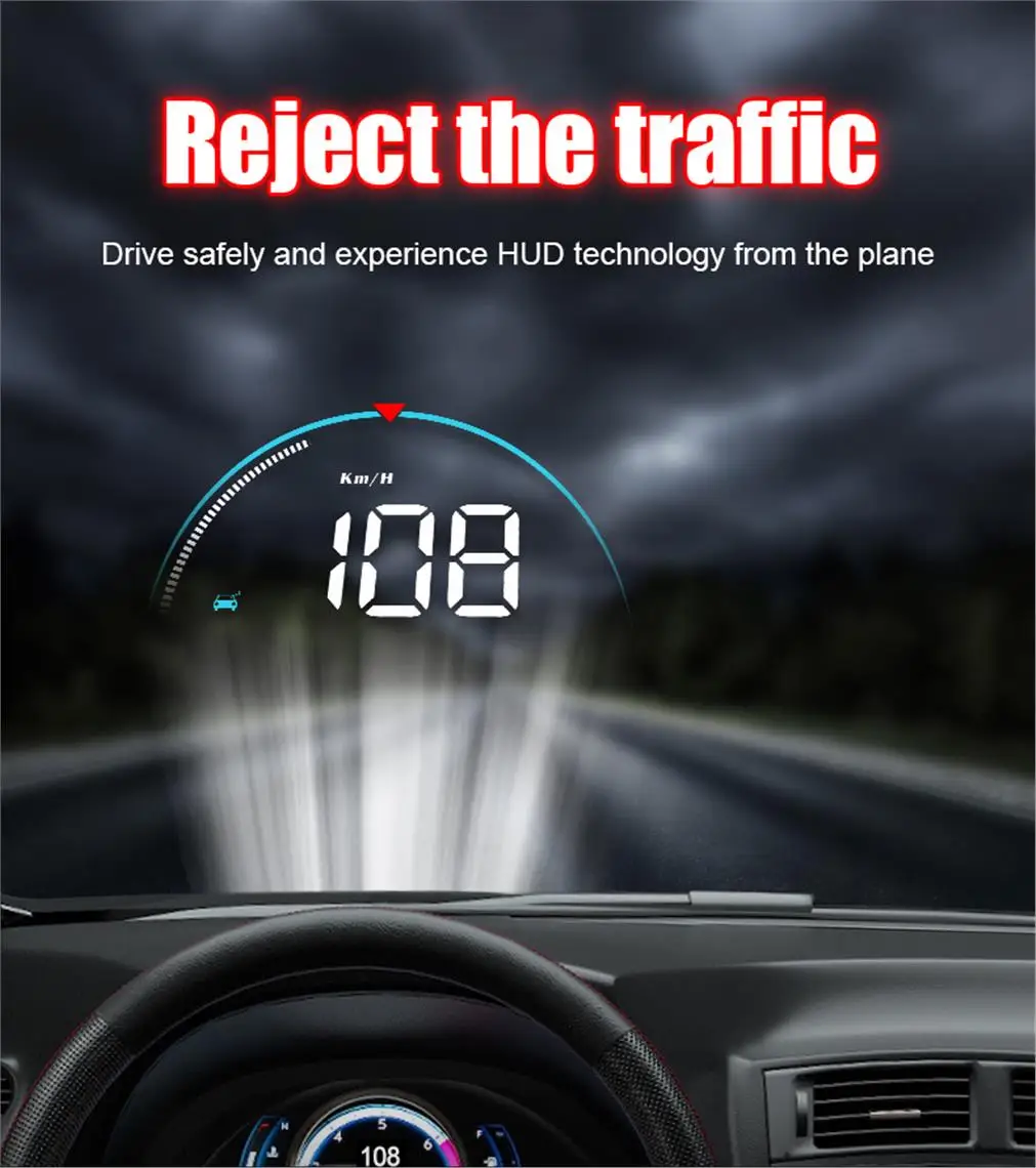 M8 Auto HUD Head-Up-Display OBD2 Geschwindigkeitswarnung Auto Elektronische Wassertemperatur LED Digital-Projektor Windschutzscheibe – Detail 3