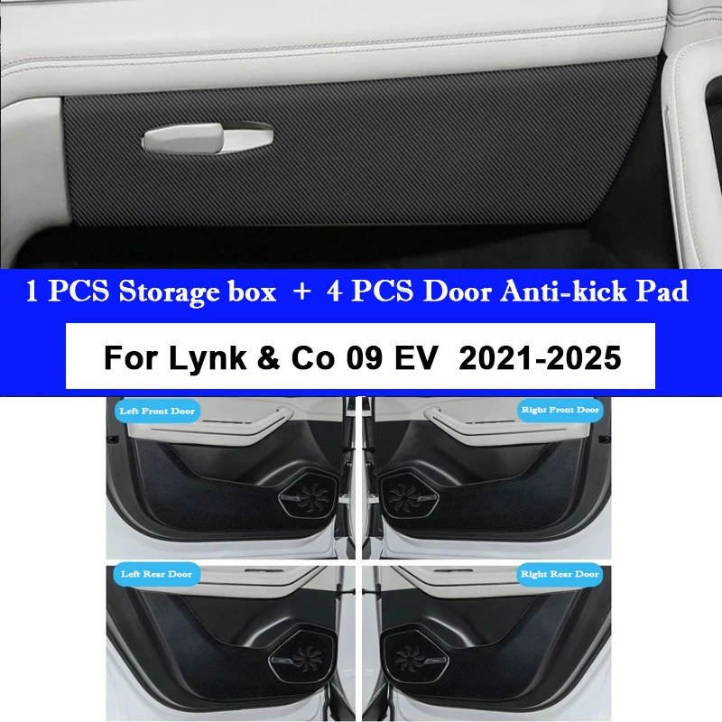 Para lynk & co 09 ev 2021-2023 2024 2025 porta do carro anti-chute almofada de fibra de carbono tapete de couro anti sujo pontapé película protetora adesivo