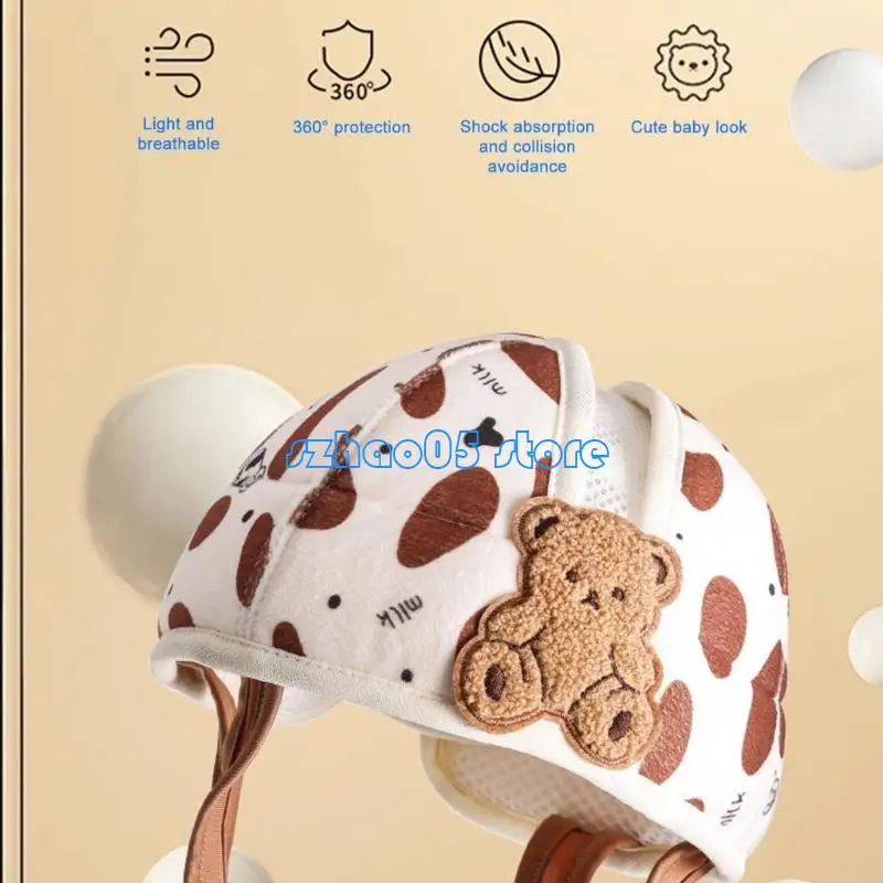 

85LE Adjustable Baby Hat for Crawling and Walking Protective Caps Soft Breathable Infant Safety Hat for Head Protections