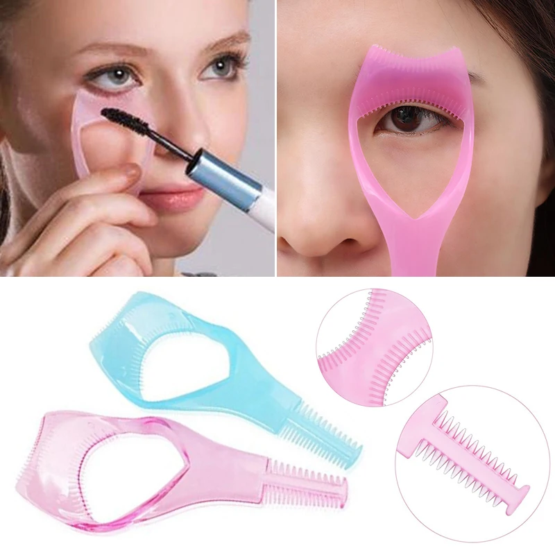 1Pc 3 In 1 Eyelashes Tools Mascara Shield Applicator Guard Comb Eyelash Curling Makeup Brush Comb Shaper Assistant Shaping Card