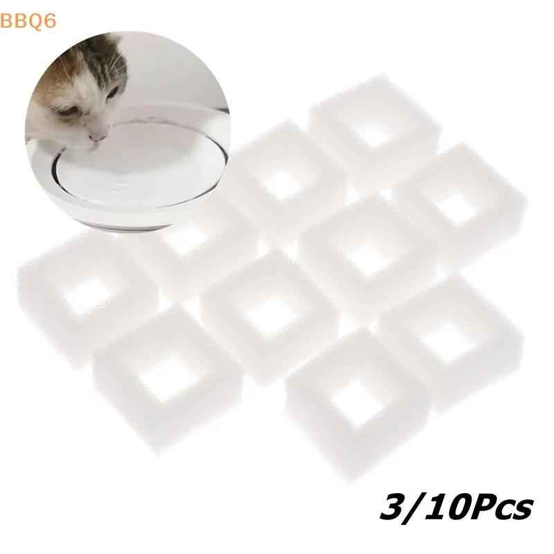 3/10Pcs Cat Water Fountain Water Pump Foam Filters Compatible With Square Dispensers Pre-Filtered For Fresh&Clean Drinking Water