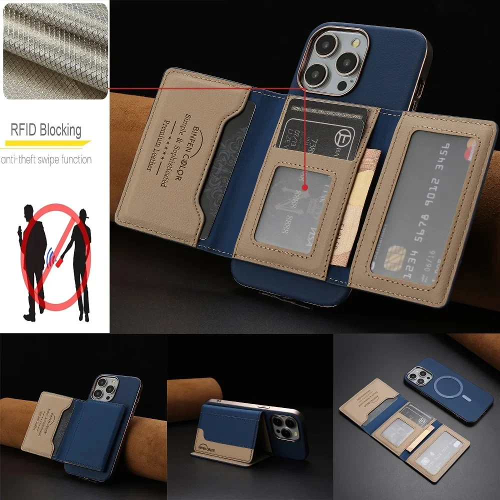 

Removable Magnetic Phone Cover For iPhone 16 Pro Max 15 Plus 14 13 12 Pro 11 Pro 7 8 Plus With Flip Wallet Card Case