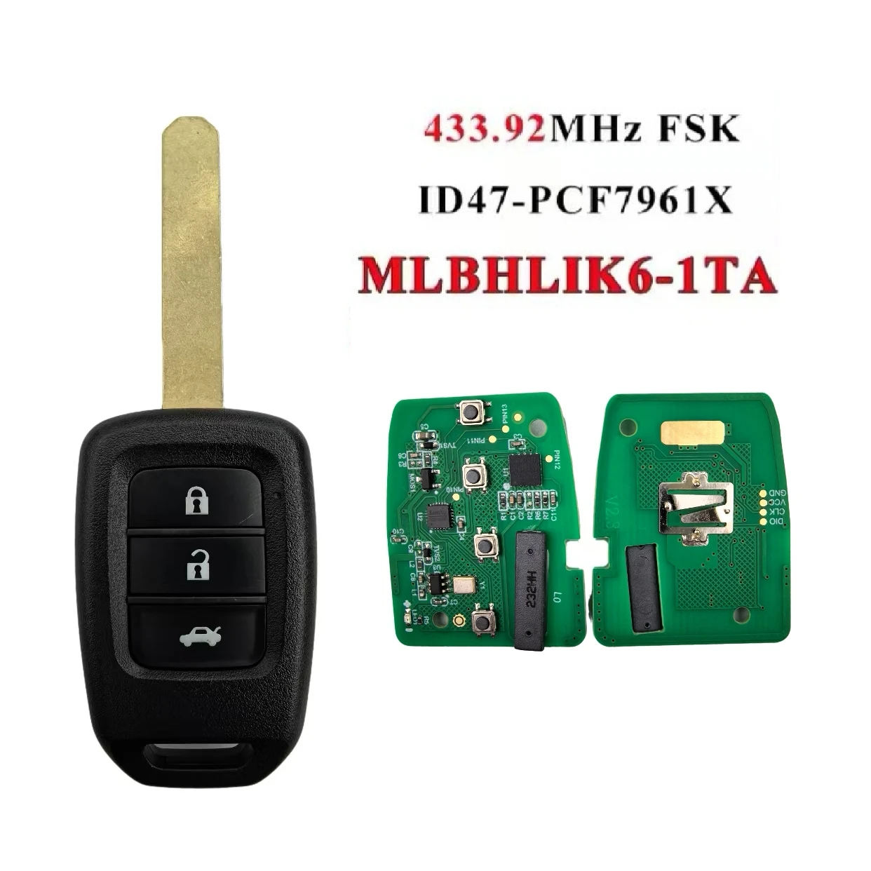 Jingxin 2/3/4BT MLBHLIK6-1TA/MLBHLIK6-1T PCF7961X ID47Chip Fernbedienung Autoschlüssel für Honda 2013-2015 CRV 2013-2017 Accord Civic – Detail 6