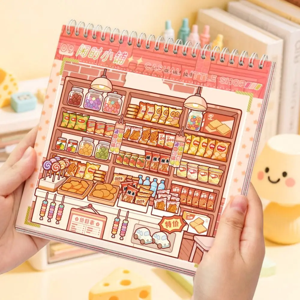 

New Store Series Miniature Scene Sticker PET 10 Scenes Shop Scene Sticker Book Die-cut 3D Stacking Sticker