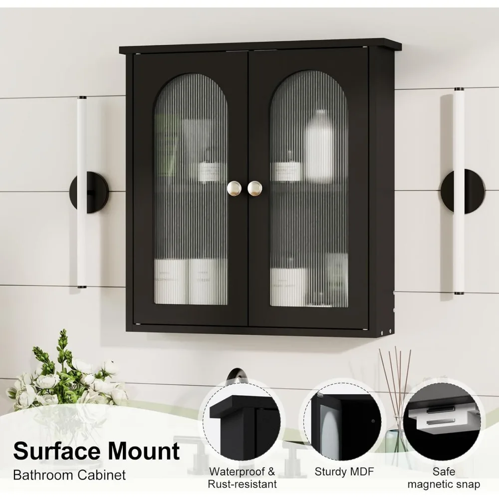 Armário de banheiro de parede arqueado para armazenamento acima do vaso sanitário