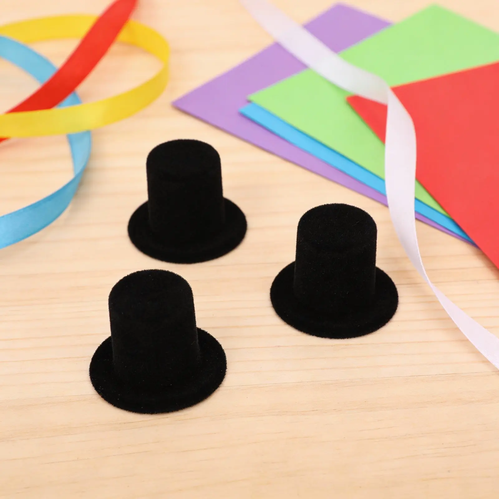 40 peças de chapéu de palhaço decorativo preto, decoração de Natal, boneco de neve, faça você mesmo, cone mini
