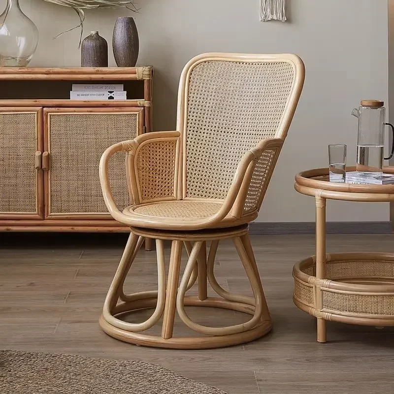 Retro rattan chair Indonesian natural rattan single casual back chair