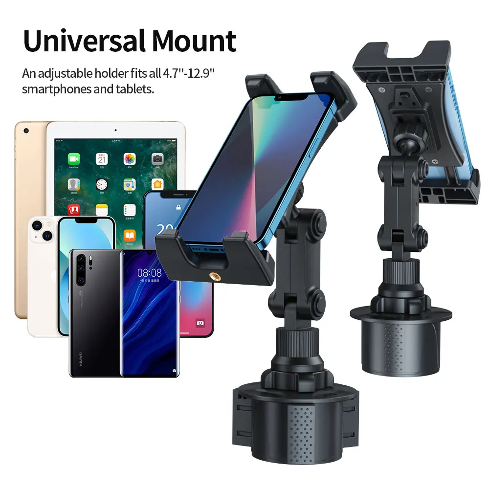 Car Cup Holder Tablet Mount & Phone Cradle Stand Truck for iPad Pro 9.7, 11, 12.9 Samsung Galaxy Tabs iPhone 13 12 Pro Long Arm