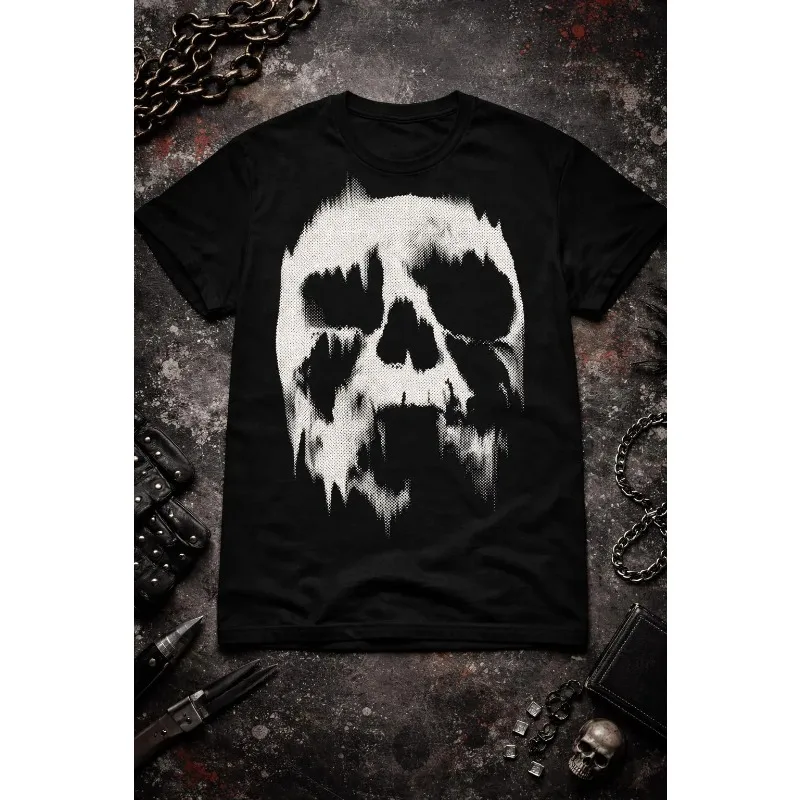Y2K Vintage Skull T-shirt | Decadent Horror Skull Pattern T-shirt for Men, Harajuku Unisex Trendy Y2K Aesthetic T-shirt