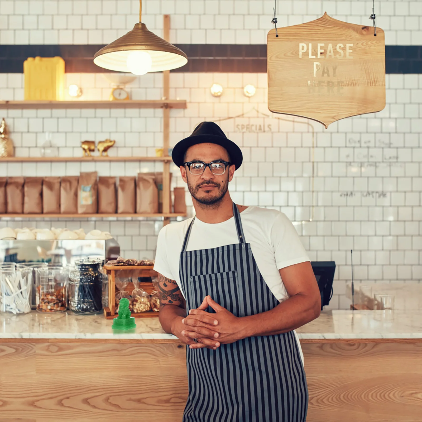 

2Pcs Green Resin Lion Decor Mini Desktop Decoration Auspicious Wealth Feng Shui Ornament for Home Office Store