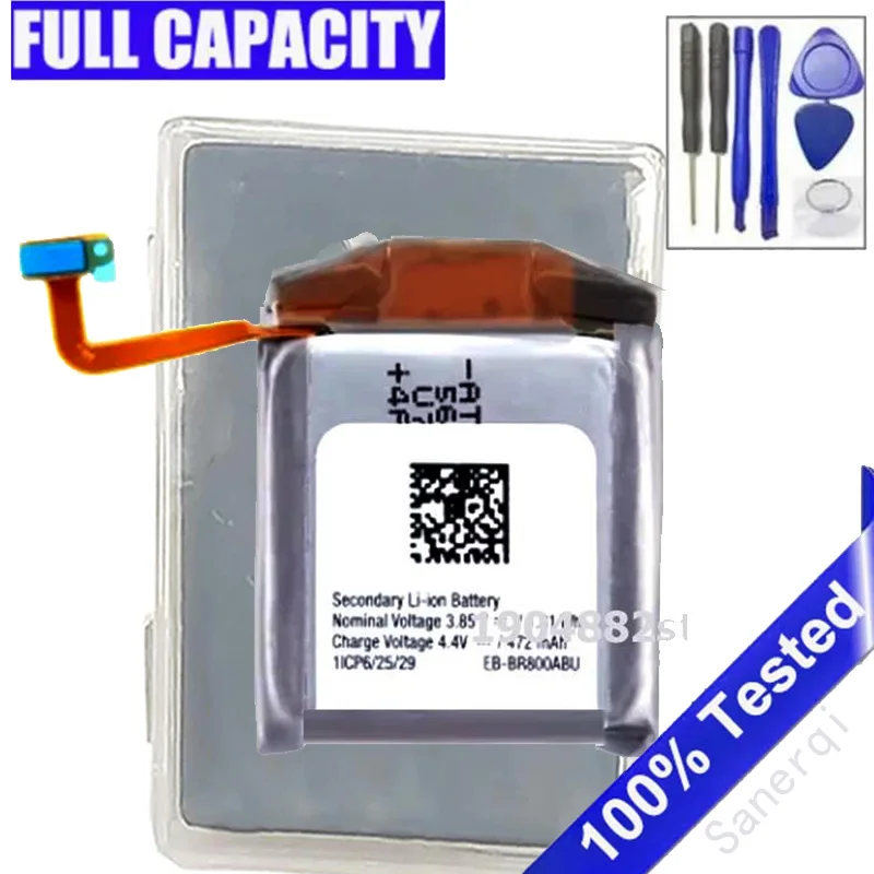 Full EB-BR800ABU Battery For Samsung Gear S4 SM-R805 SM-R810 SM-R800  Smart Watch 472mAh Rechargeable Bateria