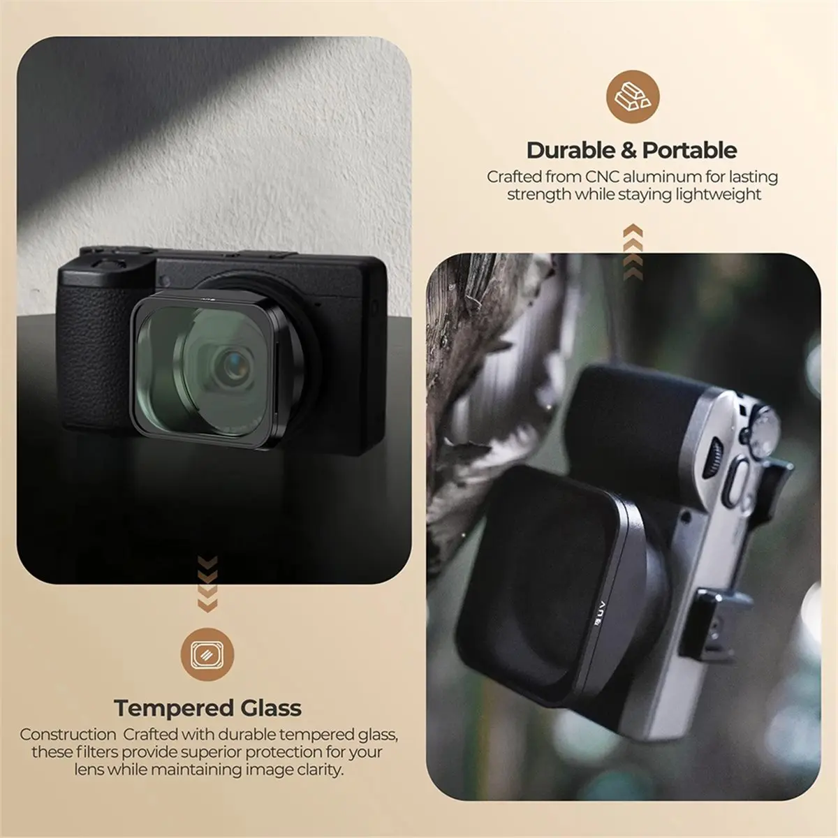 Design Lens Hood for GRIV Camera Ultra-Thin ND CPL VND Filter and Thumb Grip Kit for Street Photography Protection