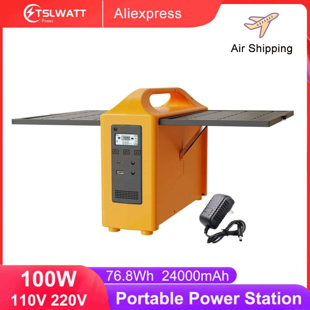 100W Portable Power Station 110V 220V Solar Generator UPS Mobile Power Station Power Bank 24000mAh With Solar Panel For Camping