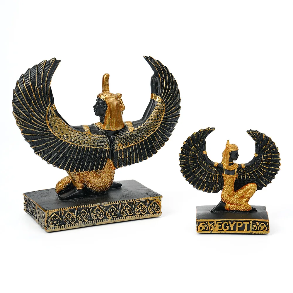 Ancient Egypt Goddess Isis Resin Figurine With Wings Handicraft Travel Souvenir Horus Mother Of Pharaoh Decoration