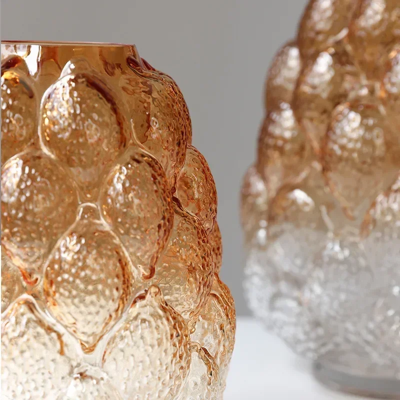

U11Glass Vase Abstract Grain Gradient Flower Vase Hydroponic Accessories Glass Terrarium Home Decoration Accessories