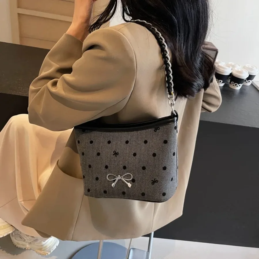 

Новый продвинутый смысл изысканного холста в горошек, ниша, модные повседневные женские сумки на плечо с косым крестом