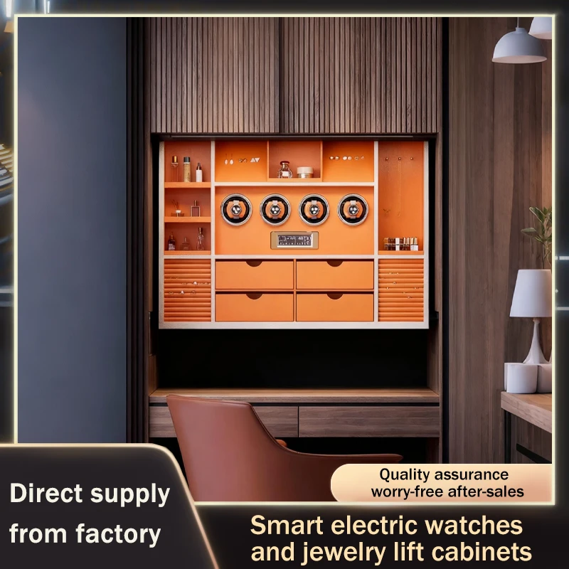 Summit Smart Voice Control Electric Lifting Hidden All-In-One Vanity Makeup Mirror Watch Winder Jewelry Storage And Wardrobe