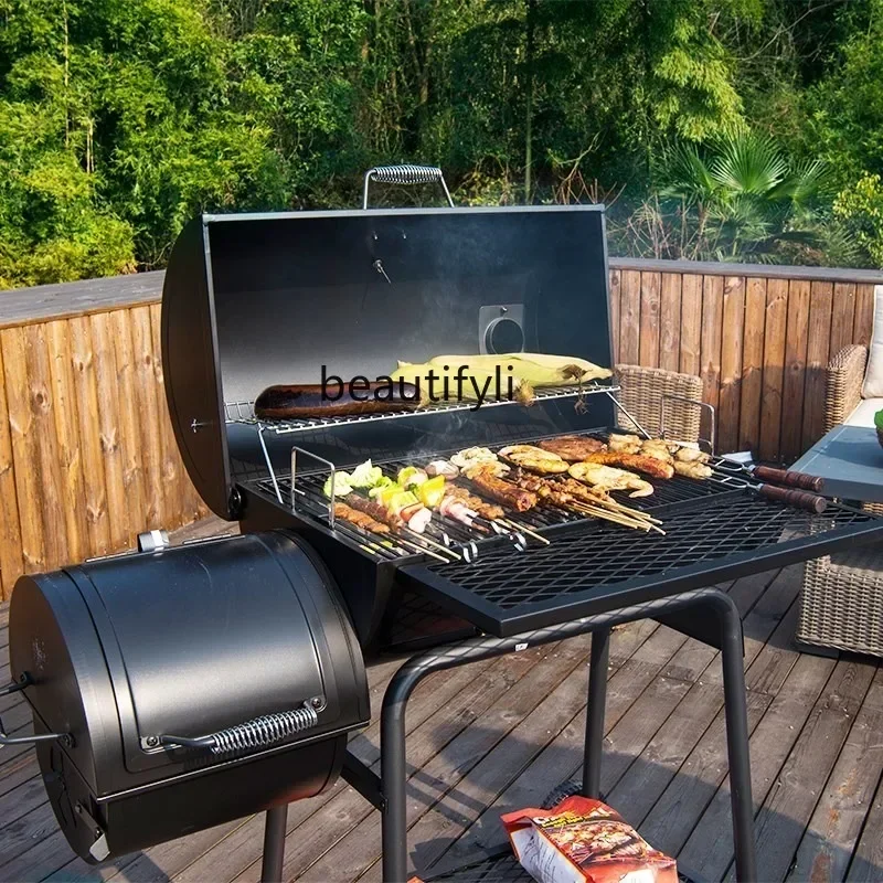 

cn8617 ss New style NQ Courtyard Grill Outdoor American Charcoal Household Large Hotel Commercial Grill Smoke Grillss 8617