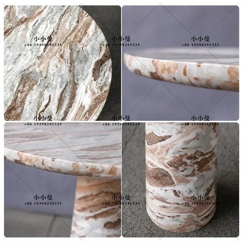 Violet Side Table Small Round Coffee Table with Cylindrical Feet Interchangeable Natural Stone Base Wholesale