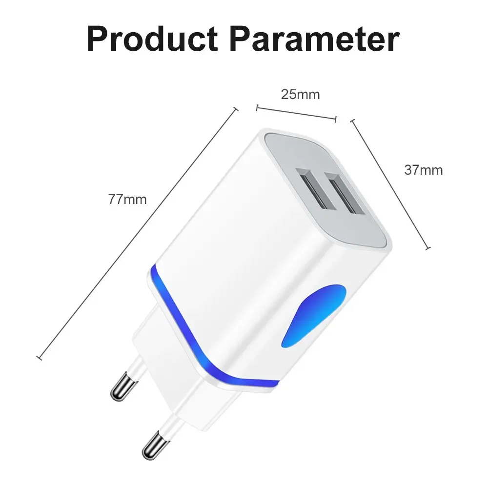 EOENKK Color 2 Port 2A Output Travel Plug Power Adapter Compatible for Phone USB Wall Charger for Xiaomi Samsung Oneplus Phone