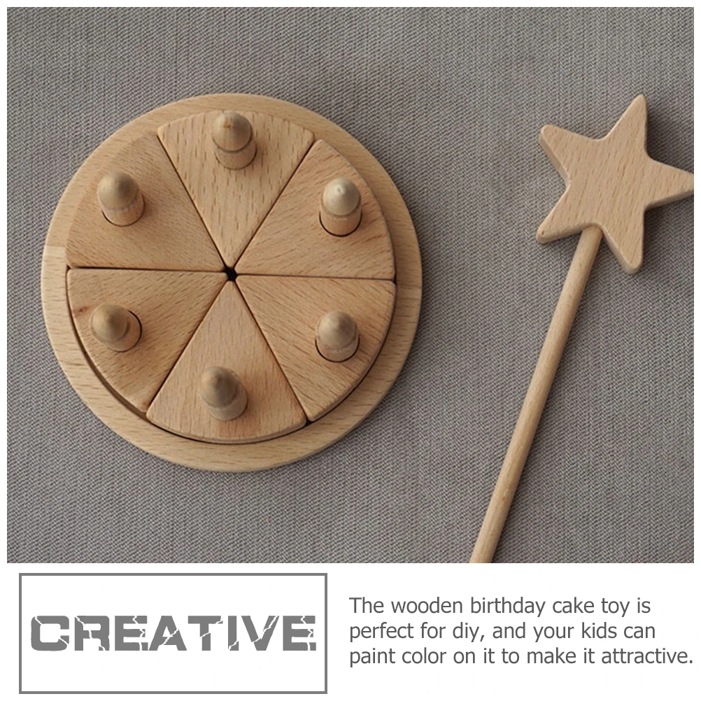 

1 Set Of Premium Wooden Birthday Party Cake Diy Pretend Role Play Food Set For Kids Boys Girls Educational Montessori Style