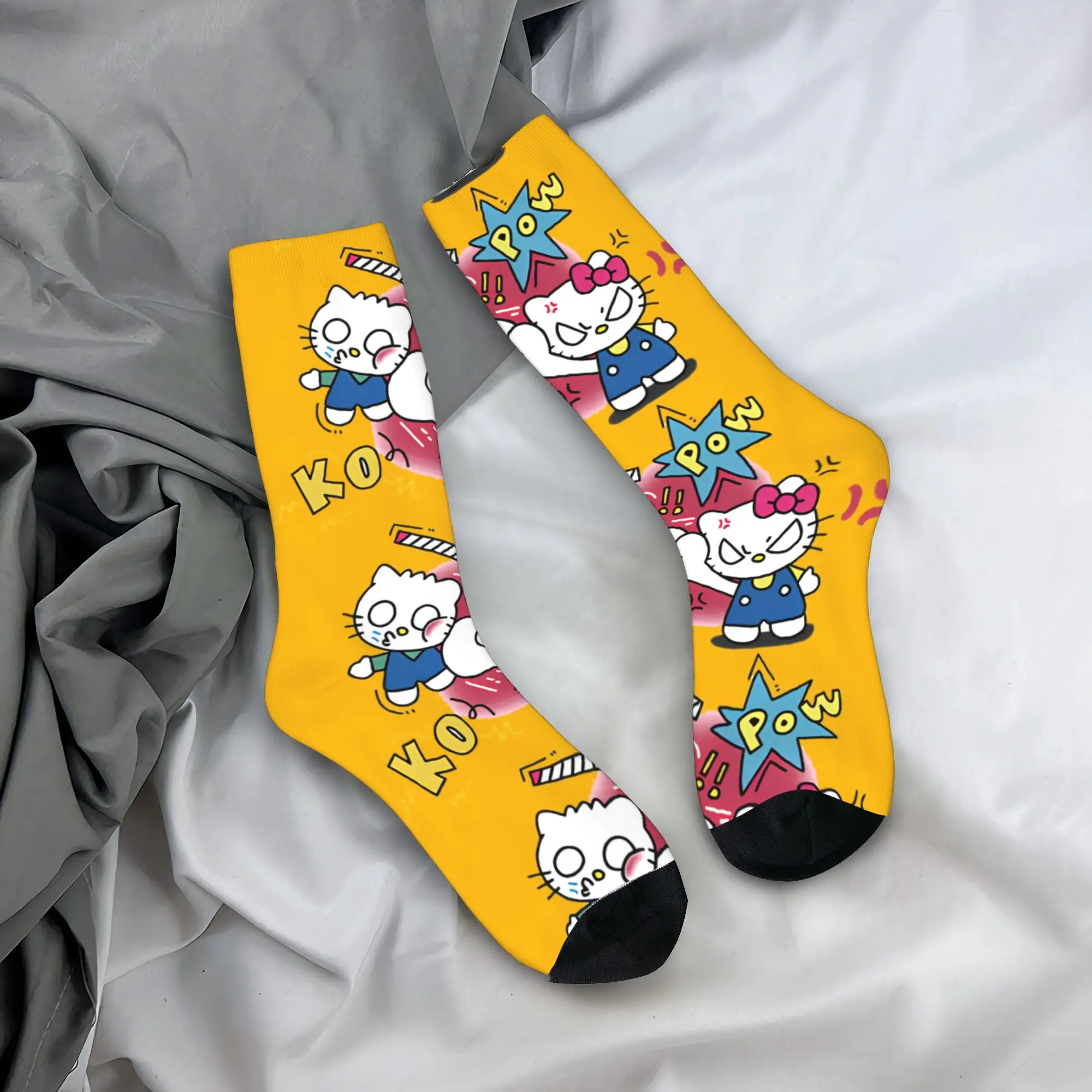 

Носки Hello Kitty KO Angery, противоскользящие чулки, мужские средние мягкие носки для бега, зимние повседневные дизайнерские носки