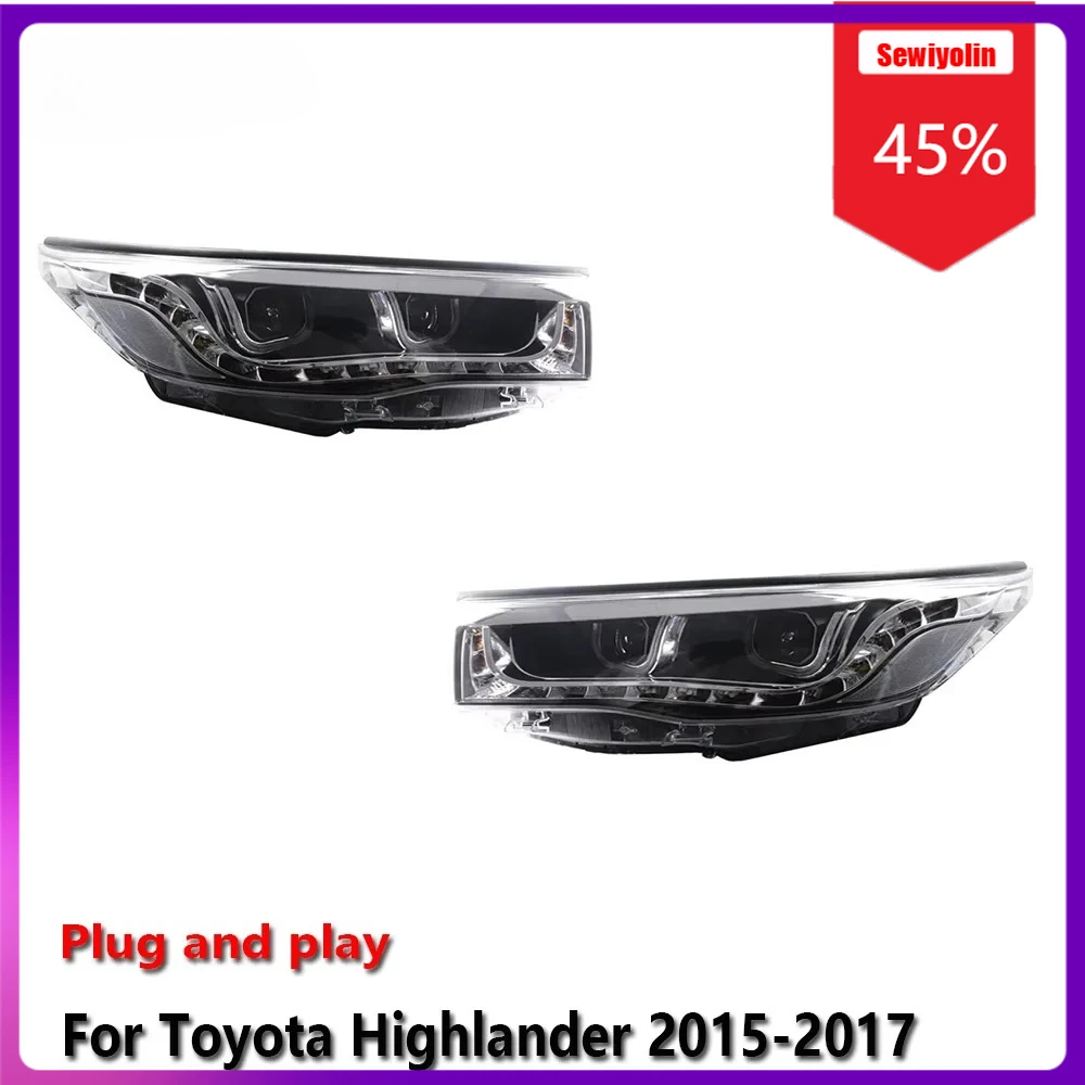 

Sewiyolin Car LED Lamp Headlight Assemblies For Toyota Highlander 2015-2017 Fog DRL Brake Turn Signal Lamp