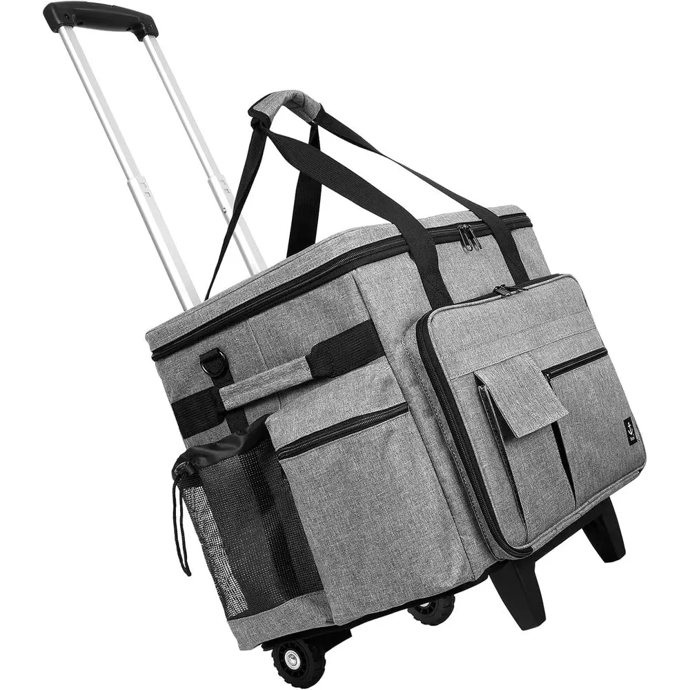 

Laptop-Friendly Rolling Briefcase with Detachable Trolley, Adjustable Strap, and Spacious Storage