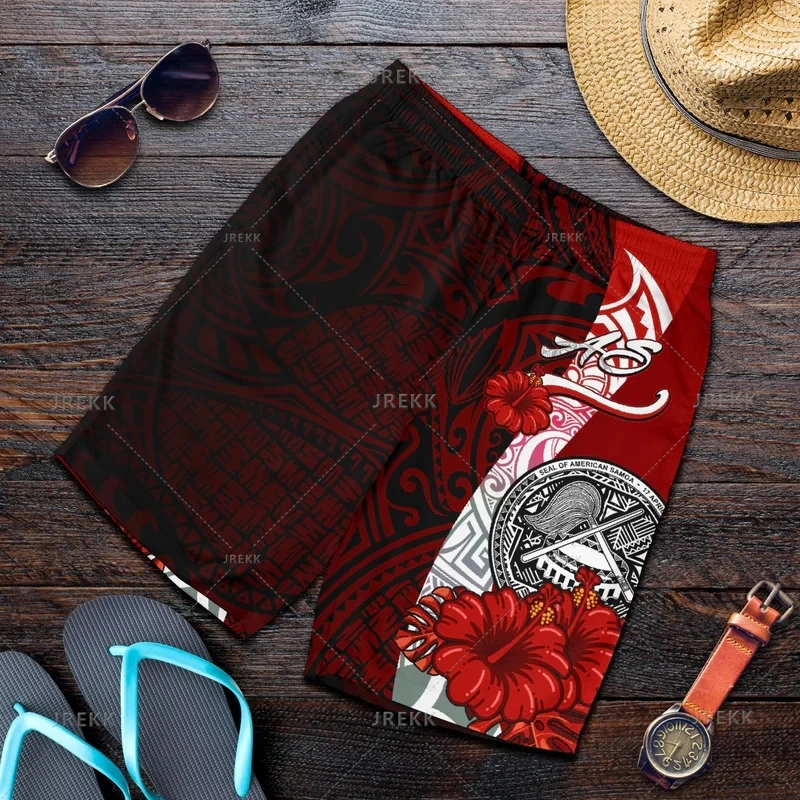 New Harajuku 3D Print Samoa Emblem Beach Shorts Fashion Streetwear Board Shorts Unisex Cool Swimming Shorts Men Swimming Trunks