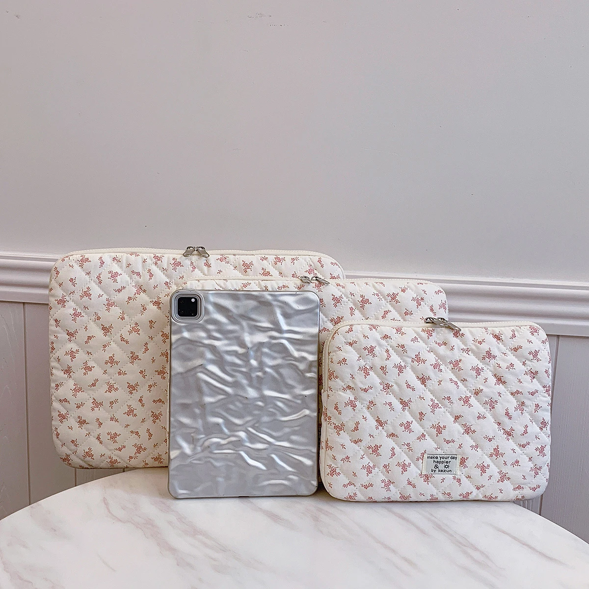 For 11 Inch 14 Inch 15 Inch Computer 1 Pc Chic Flower Print Quilted Laptop Bag Protection Case Laptop Sleeve Computer Bag view 3