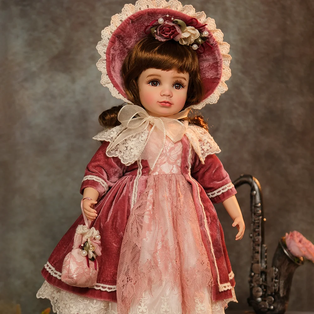 

18 inch Cloveray Kawaii Porcelain Doll Cute Ceramic Retro Palace Dolls Room Decor Toys Handmade Original Artwork Gift With Stand